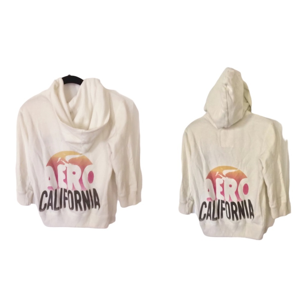 VTG Aeropostale AERO California Beach Half Zip Hoodie Drawstring Sweatshirt-S